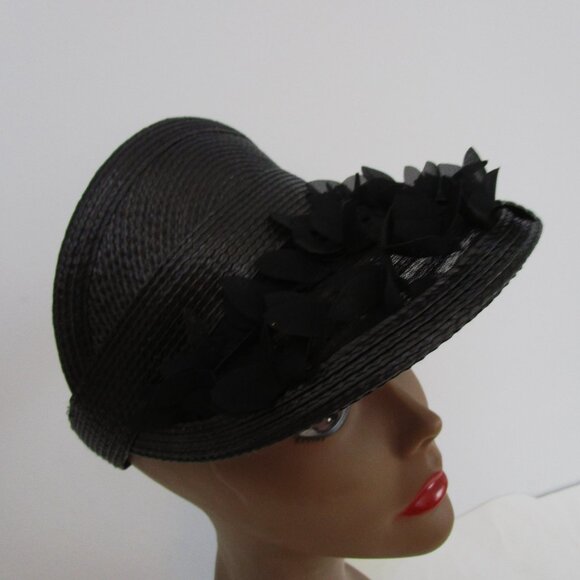 Fun Black Visor Brim Cap Hat Baseball Silk Flowers - Picture 7 of 9